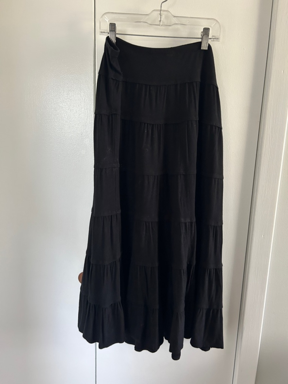 Black Tiered Maxi Skirt - Women's Flowing A-Line XL